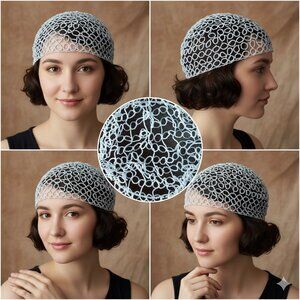 Handmade Beaded 1920's Inspired Headpiece White OS